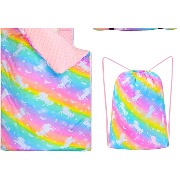 Nap Mat Unicorn Sleeping Bag with Reusable Pillow and Blanket Slumber Bag Daycare