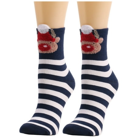 

Dadaria Winter Socks for Women Cute Christmas Vintage Printing Thicker Socks Long Sock Comfortable Socks Navy Free Women