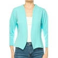 thumbnail image 6 of Women's Collarless Blazer Open Front Sleek 3/4 Sleeves Cardigan, 6 of 6
