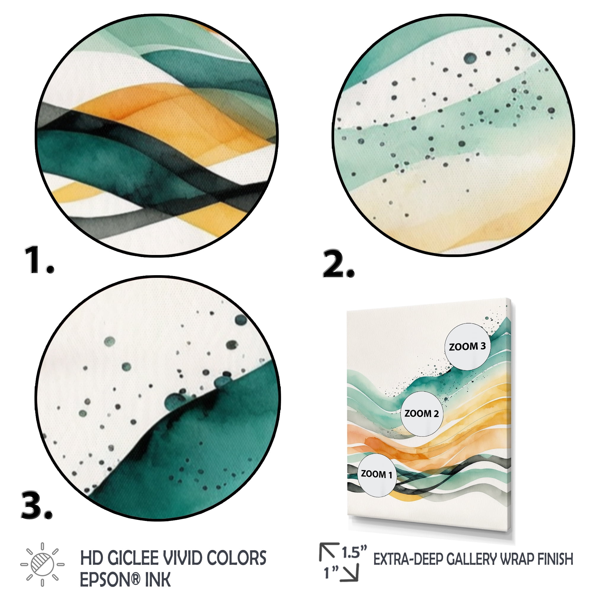 Designart Multi-Color Abstract Waves II Canvas Wall Art