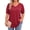 Red, variant on Plus Size Women Blouses Casual Button V Neck tunic tops Summer Short Sleeve Shirts