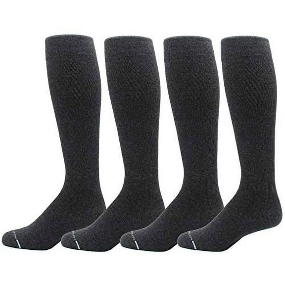4 Pairs Men's Dr. Motion Athletic Traveler Graduated Compression Knee High Socks (Pack-Grey)