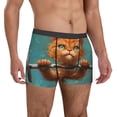 thumbnail image 4 of Salouo Strong Kitten Lifting Weights Print Men's Boxer Briefs,Breathable Underwear Elastic Waistband Briefs for Men -Small, 4 of 8