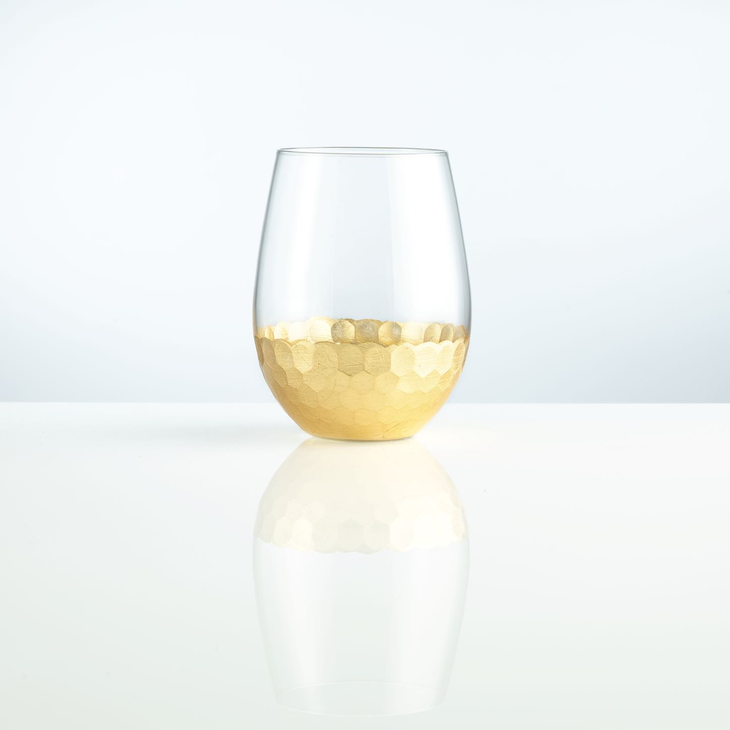 Burns Wine Glass, Gold Stemless Wine Glass Set of 2, Elegant Glasses with  Gold Honeycomb Design Red Wine Glasses, 18 Oz.