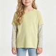 thumbnail image 2 of JFOPQVSM Fake-Two Piece Patchwork Long Sleeve Basic Tees Girls Boys Long Sleeve Baseball Raglan T-Shirt Cotton Baby,Toddler, 2 of 5