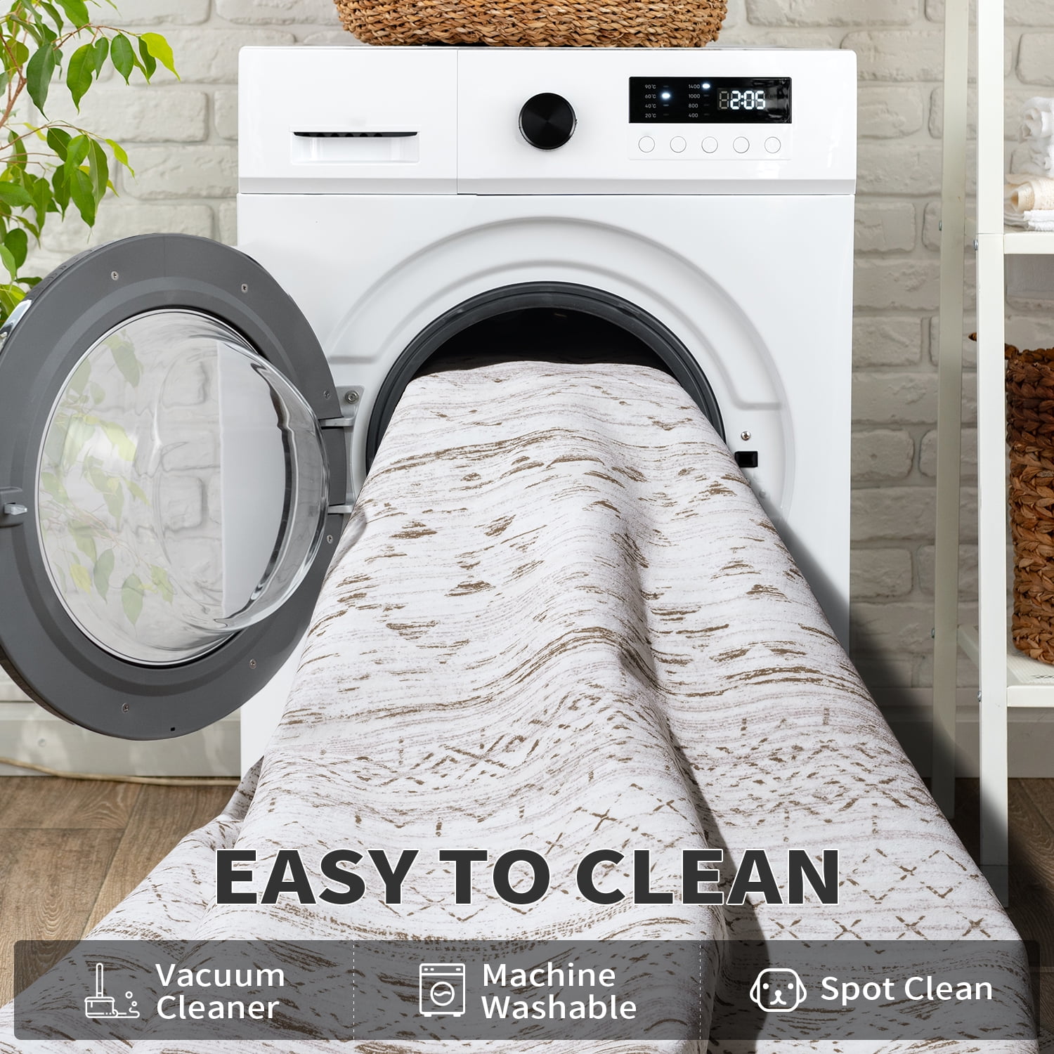 VUNATE Rugs for Living Room 5x7 Washable Area Rug Soft Non-Slip Bedroom Dining Room Floor Accent Rug Boho Carpet Indoor Rug Brown