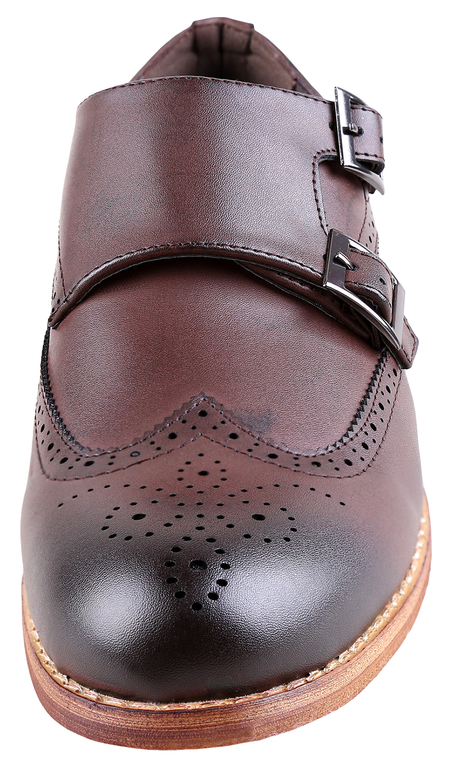 Urban Fox Allen Men's Dress Shoe | Double Monk Strap | Brogue | Wingtip Shoes for Men | Dark Brown 11 M US - image 3 of 7