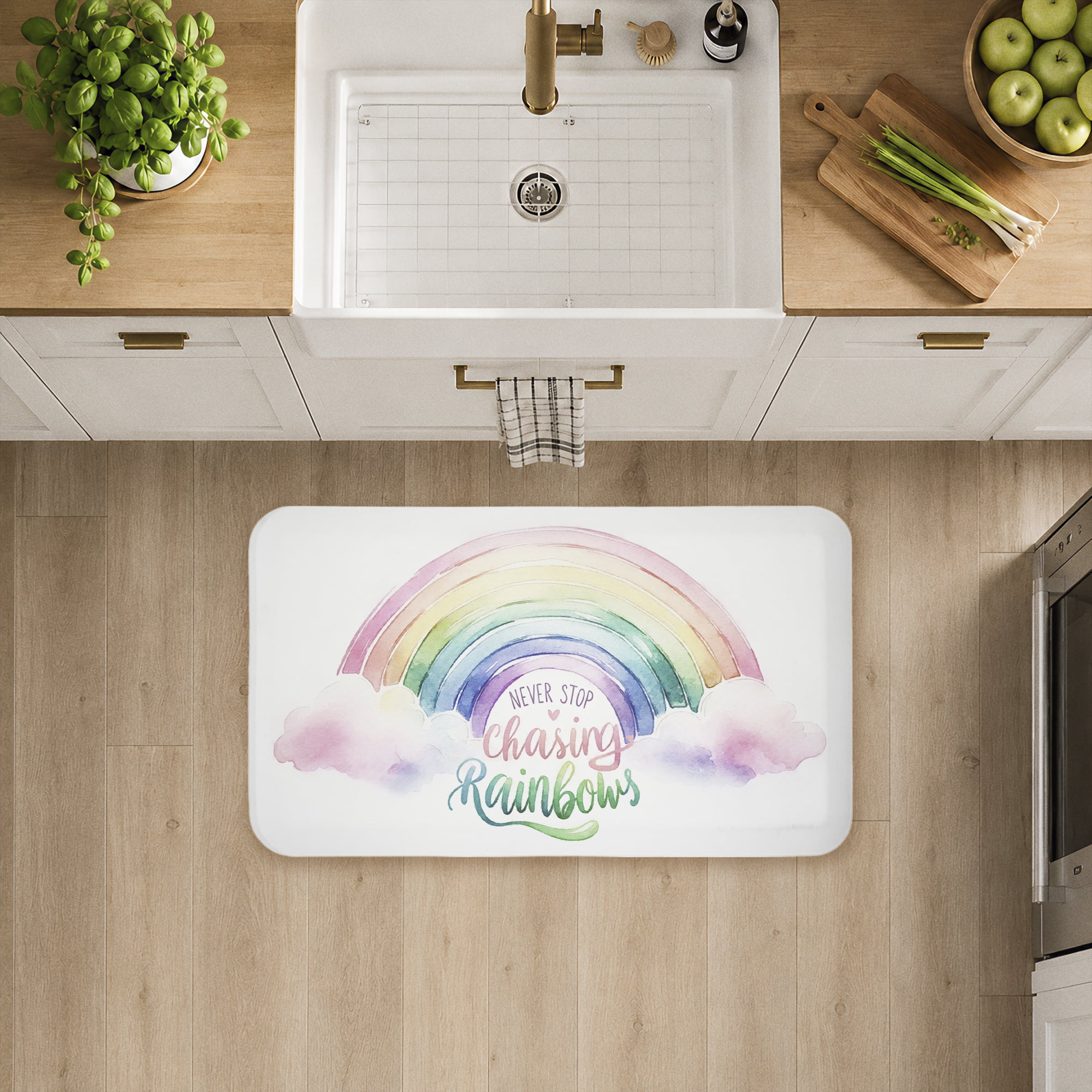 Stupell Industries Never Stop Chasing Rainbows Printed Anti-Fatigue Floor Mat, design by Amanda Greenwood