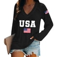 thumbnail image 2 of LEKODE USA Shirt for Women American Flag T-Shirts 1776 4th of July Patriotic Long Sleeve Tops Black L, 2 of 5