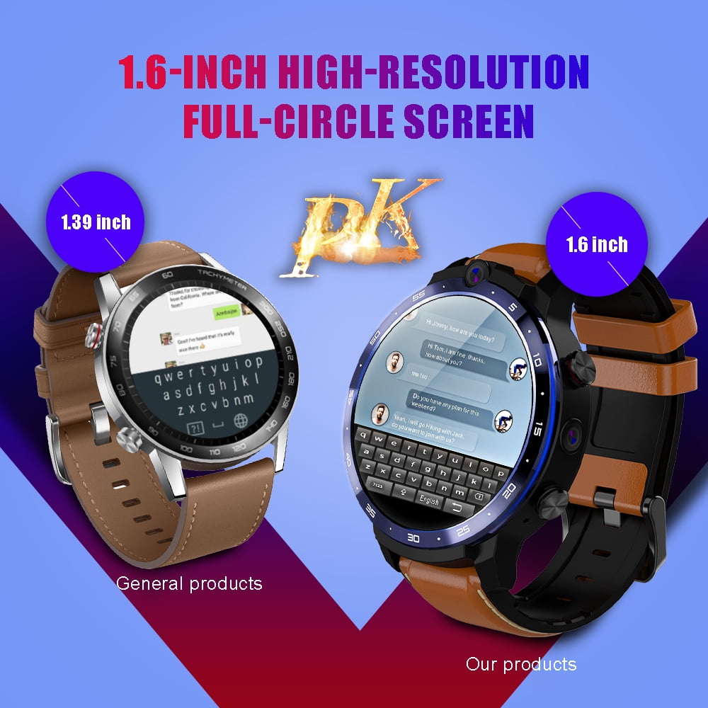 LEM12 Face ID 1.6 Inch Dual Camera LTE 4G Smart Watch Android 7.1 3GB 32GB 1800mah Battery Men Smartwatch Walmart