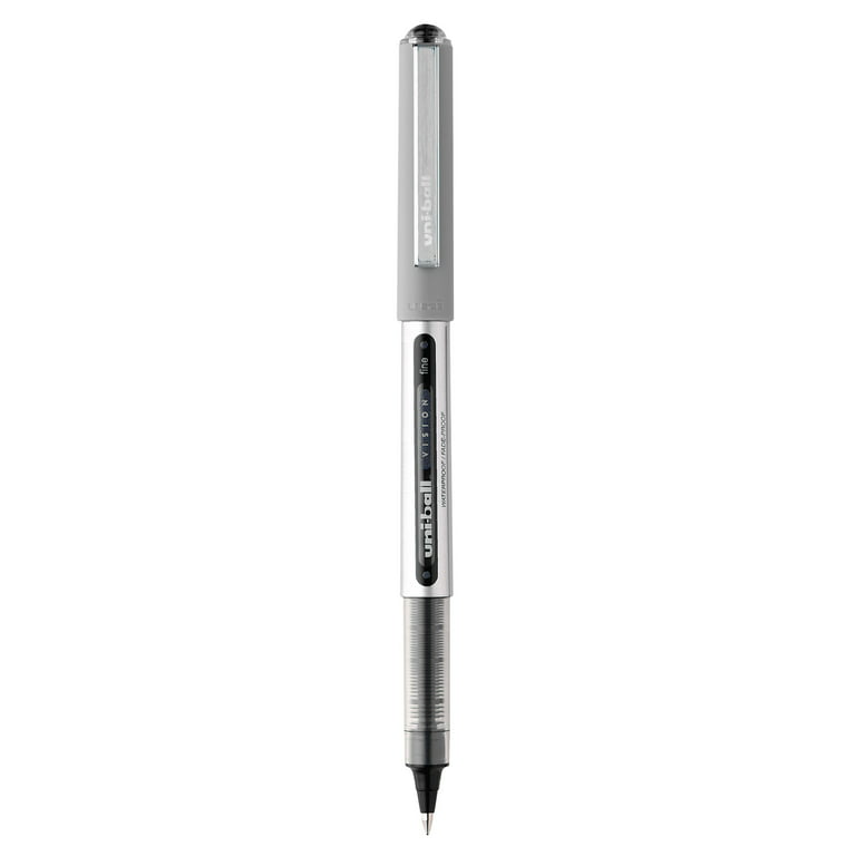 Uniball Vision Rollerball Black Pens Pack of 4, Fine Point Pens with 0.7mm  Medium Black Ink, Ink Black Pen, Smooth Writing Bulk Pens, and Office