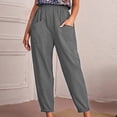 thumbnail image 2 of Summer Pants for Women Solid Trouser Pant Casual Baggy Elastic Waist Trouser Wide Leg Pant With Pocket Fashion Investments Pants for Women S Jogging Size 2x Petite Exercise Yoga Grey M, 2 of 4