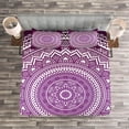 thumbnail image 3 of Purple Bedspread Set Queen Size, Ombre Mandala Art Print Vibrant Floral Pattern Boho Hippie Inspired Design, Quilted 3 Piece Decor Coverlet Set with 2 Pillow Shams, Purple and White, by Ambesonne, 3 of 3