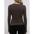 thumbnail image 4 of Womens Ribbed Long Sleeve Crewneck Casual Slim Basic Shirts Fitted Knit Tops Brown L, 4 of 6