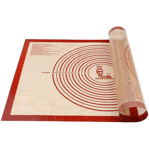 Non-slip Silicone Pastry Mat Extra Large with Measurements 28''By 20'' for Silicone Baking Mat, Counter, Dough Rolling, Oven Liner,Fondant/Pie Crust By Red