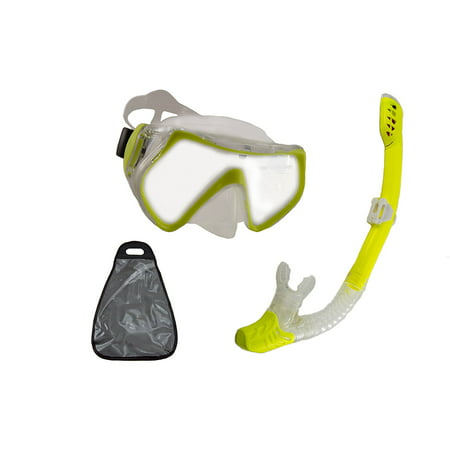 Snorkel Set for Kids - Diving Mask and Snorkel with Silicon Mouth Piece, Purge Valve, Anti-Splash Guard, and Anti-Fog Coated Glass - Youth / Junior, For age from.., By Electronix Express