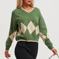thumbnail image 5 of Erwazi Sweaters Women's Color Block Fall Winter V Neck Long Sleeve Warm Soft Knitted Pullover, 5 of 8