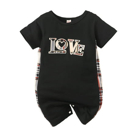 

Baby Girls Romper 12 Months Baby Girls Jumpsuit Onesies Bodysuit 18 Months Baby Girls Short Sleeve Letter Print Round Neck Romper Black