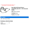 thumbnail image 2 of Rear Right ABS Speed Sensor - Compatible with 2013 - 2015 Chevy Malibu 2014, 2 of 2