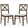 thumbnail image 1 of Gymax Dining Chairs Set of 2 Upholstered Kitchen Side Chairs w/ Rubber Wood Frame Brown & White, 1 of 9