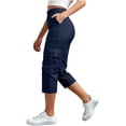 thumbnail image 4 of Only Moment Bermuda Shorts Lightweight Quick Dry Outdoor Athletic Travel Casual Loose Comfy Cute Pockets Blue,4XL, 4 of 7