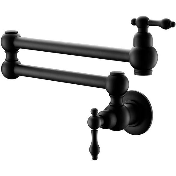 Pot Filler Faucet Wall Mount,with Double Joint Swing Arms Matte Black