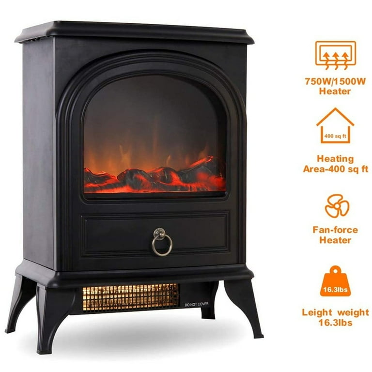 22 Inches Vintage Style Electric Fireplace Free Standing Safety Overheating  Protection Electric Stove Heater 750/1500w for Home Office Eco-Friendly  Black - Walmart.com