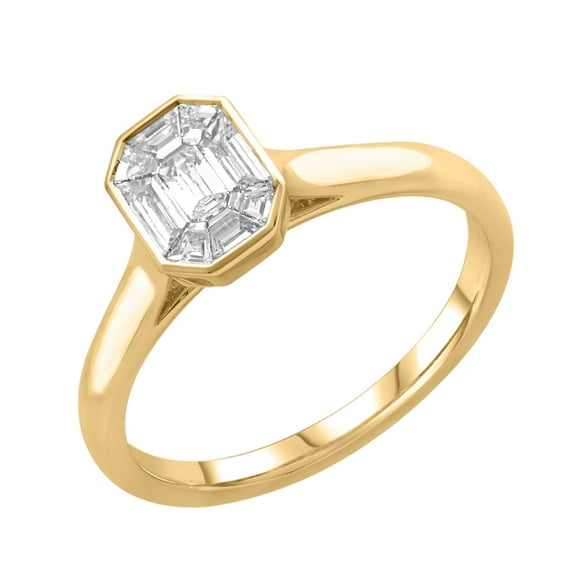 0.35 Carat Invisible Set Diamond Engagement Ring Band in 14K Yellow Gold (Ring Size 10)