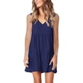 thumbnail image 2 of Femmes Été Tunique Robe V Cou Décontractée Fluide Swing Shift Robes, 2 of 4