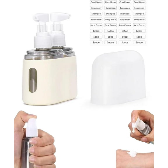 Mini Shampoo Dispenser Portable Travel Bottle Set, 4 in 1 Leak Proof Travel Size Toiletries Containers, TSA Approved Bottles for Shampoo, Airplane Accessories for Toiletries