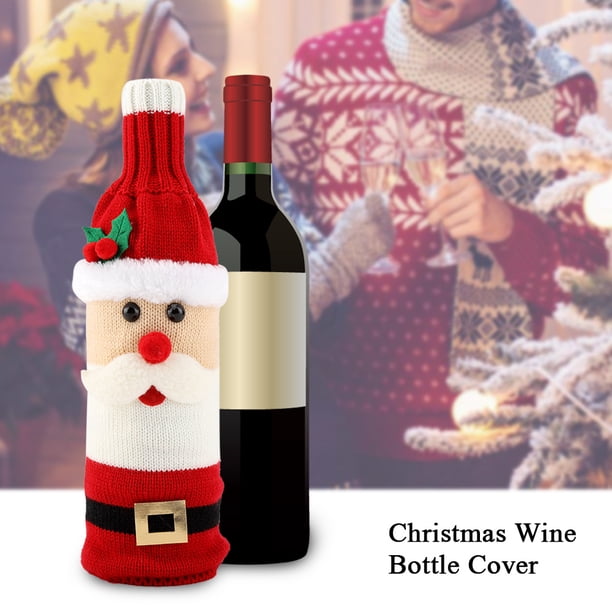 Botella De Vino De Punto Bolsa Bacera Protector De La Mesa De Navidad Decoración De La Fiesta Decoración Santa Claus Muñeco De Nieve