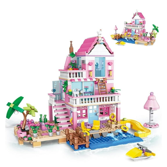 Building Toy for Girls, Seaside Beach Villa Friends Building Set, Friends Construction Educational Toy for Kids Age 8-12