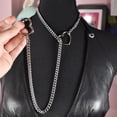 thumbnail image 3 of Heart Slip Chain Necklaces for Women, Stainless Steel O-Ring Adjustable Lariat Heart Y-Necklace, Punk Gothic Cuban Collar Necklace Jewelry for Men, 3 of 7