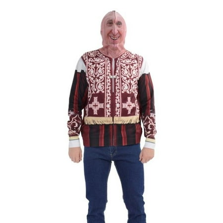 Faux Real Shirt F140197-L Mens Pope Mask Full Face Zip up Printed Hoodie, Red - Large