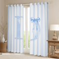 thumbnail image 2 of Manfei Blue Bowtie Monogrammed Print D Kitchen Curtains,Geometric Stripes Pattern Black Out Curtains Pack of 2 (42x63 Each), 2 of 6