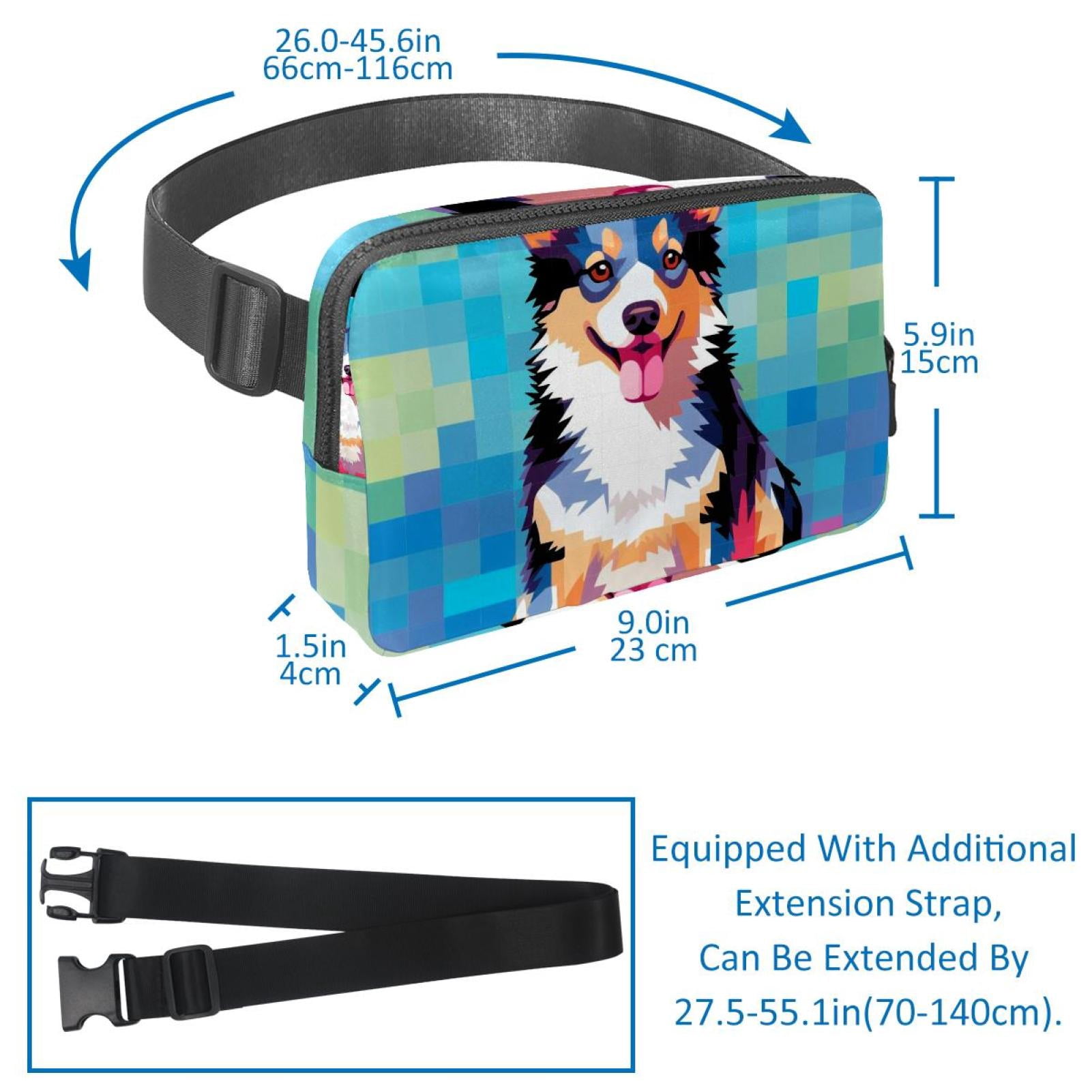 Pixel dog Crossbody Bag Running Belt Belt Bag Lightweight Adjustable with Extension Strap Unisex