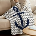 thumbnail image 3 of King Size Super Soft Flannel Blankets Bed Throw-Blankets,Nautical Blue Anchor Chevron Zig Zag Design Gray and White,Warmth Blanket for Bedroom Living Room Sofa Couch Office Home Decor,59x79in, 3 of 6