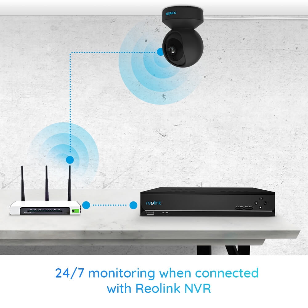 Reolink 4MP Indoor Security Plug-in WIFI Camera System, Pan Tilt Wireless Surveillance Camera for Home with Night Vision, Pet cam/Baby Monitor, Two-Way Talk, E1 Series PT Black Cam Wireless 4MP