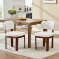 thumbnail image 6 of Hassch Farmhouse Wooden Dining Chairs Set of 2, Modern Armless Side Chairs with Fabric Upholstered Backrest & Padded Seat, Solid Wood Legs for Dining Room, Kitchen, Living Room (Beige+Walnut), 6 of 7