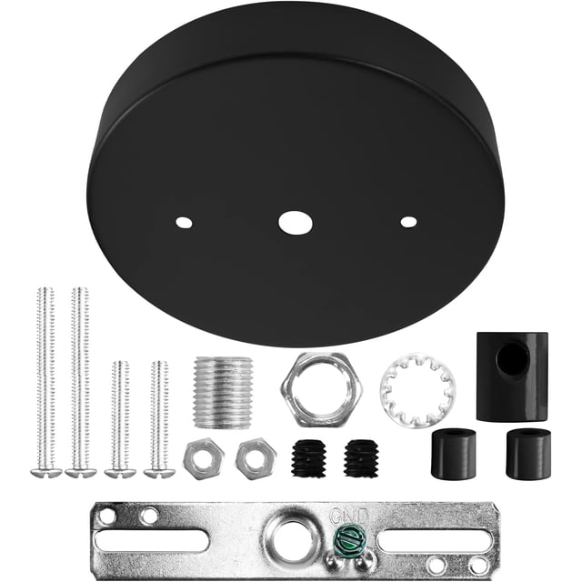 TRAHOO-Sangle Sopffy Pendant Light Canopy Kit, 5 1/8 Inches Ceiling Lighting Canopy Kit with All Mounting Hardware Modern Chandelier Ceiling Plate Cover for Pendant Lighting Fixtures, Black (Black)