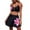 Pink, variant on Women's Floral Print Bikini Set 2 Piece Bathing Suit Notch V Neck Straps Top Elastic Waist Swim Skirt Beach Swimwear Resort Wear S