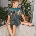 thumbnail image 4 of Balery Starry Sky Cloud Wolf Conjunto de Pijama Infantil de Manga Corta con Estampado – Ropa de Dormir de Algodón Suave-Small, 4 of 6