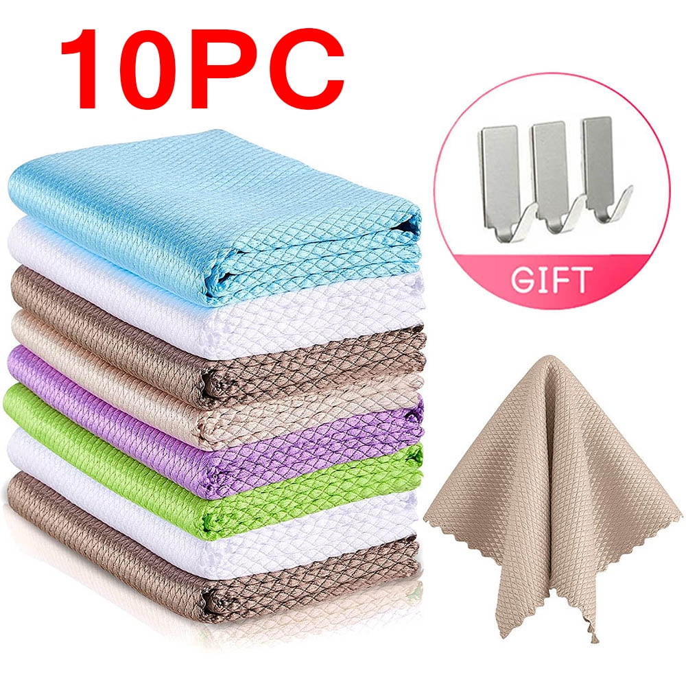 VIVOTE Kitchen Washcloths for Dishes Absorbent Microfiber Dish Cloths Quick  Dry Dish Rags with Poly Scour Scrub Side Ideal for Kitchen Cleaning and