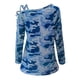 thumbnail image 4 of Moda mujer estampado manga larga cómoda transpirable ahueca hacia fuera la camisa Tops Fridja hj3250, 4 of 5