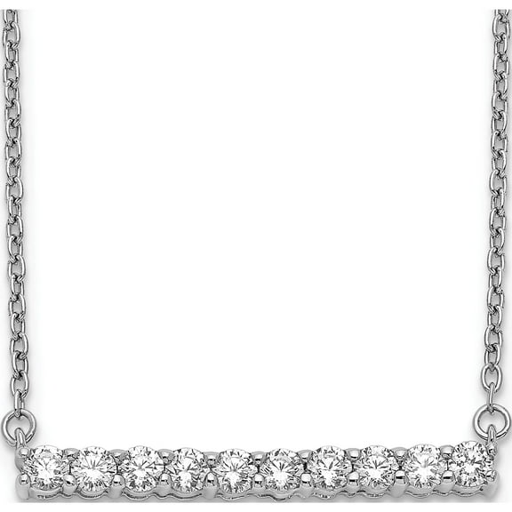 14K White Gold Lab Grown Diamond Si1/Si2, G H I, Bar Necklace Made In India pm3738-050-wlg