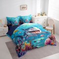 thumbnail image 2 of Feelyou Kawaii Cute Cartoon Shark Coral Sea Twin Bedding Sets for Girls Boys, Tropical Underwater Marine Bedding Comforter Set, Blue, Blue Reversible, 7 Pieces, 2 of 7