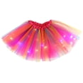 thumbnail image 3 of Tiijoy Kids Girls Rainbow Glitter Layered Tulle Tutu Skirt with Led Lights, 3 of 3