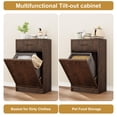 thumbnail image 5 of FOLDLIFE Fluted Tilt Out Trash Can Cabinet,Hidden Garbage Can Cabinet 10 Gallon,Freestanding Dog Proof Trash Can Cabinet,Wood Trash can for Kitchen Dining Living Room,Brown Cherry, 5 of 8