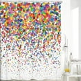 thumbnail image 4 of Colorful Shower Curtain, Geometric Confetti Falling Colorful Rainbow Polka Dot Shower Curtain for Bathroom, Wedding Festival Party Decor Bath Curtains, Kids Bathroom Accessories 12PCS Hooks, 70X70IN, 4 of 6