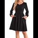 thumbnail image 2 of Vestido de Mujer con Mangas Largas Tipo Farol, Cuello Redondo, Falda Evasé, Moda de Otoño Negro XL, 2 of 7